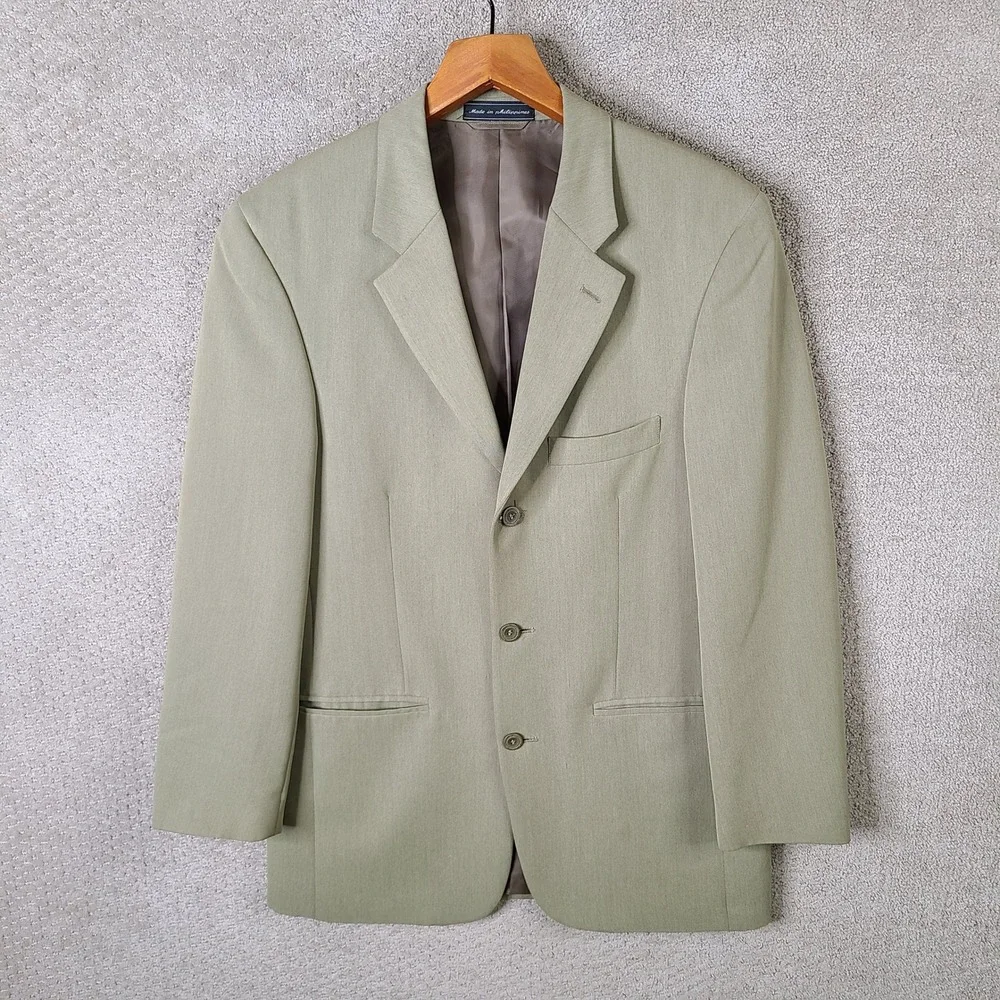 Vintage Sturbridge Classics Jacket Mens 38R Beige‎ 3 Button Blazer Suit Coat